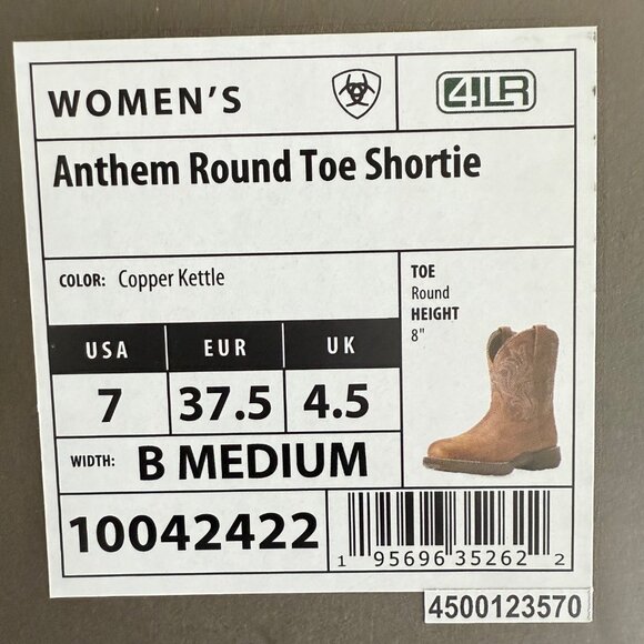 NWOB Ariat Women's Brown Leather Western Shortie Boots US 7B Oil/Slip Resistant - Picture 12 of 12